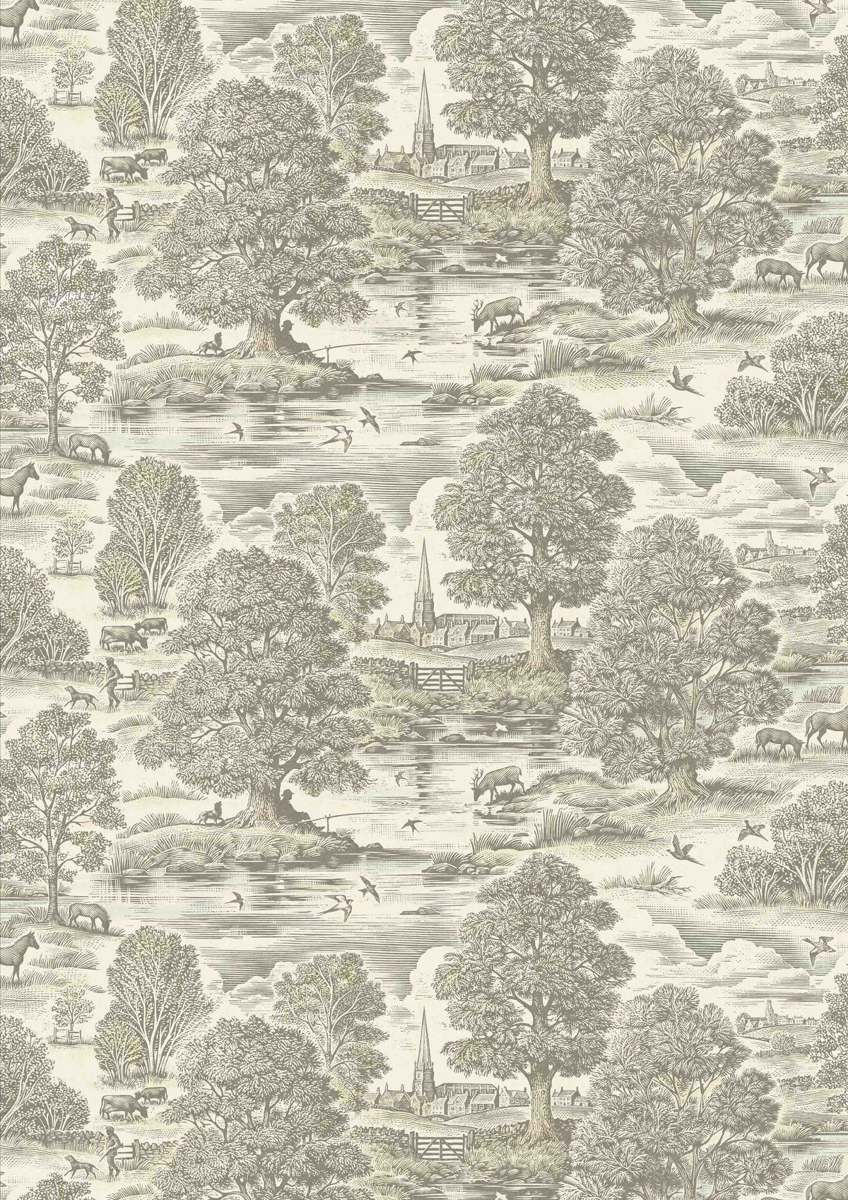 Royal Oak Aquatint – hel bredd — Lewis & Wood tapet