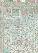 The Map Maxi Pistachio Rose – närbild — Lewis & Wood tapet