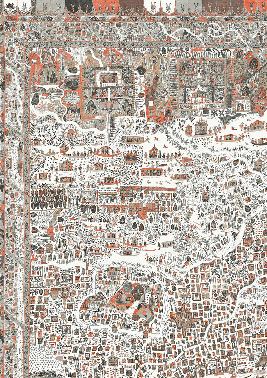 The Map Maxi Satsuma Soot – närbild — Lewis & Wood tyg