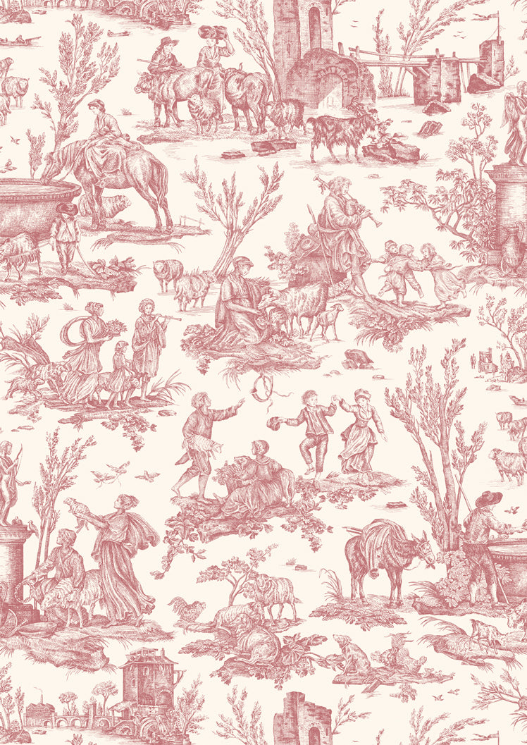 Toile Baptiste Cerise – närbild — Lewis & Wood tyg