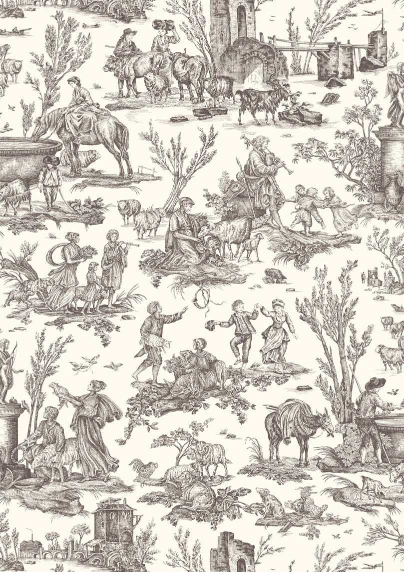 Toile Baptiste Douce Noir – närbild — Lewis & Wood tyg