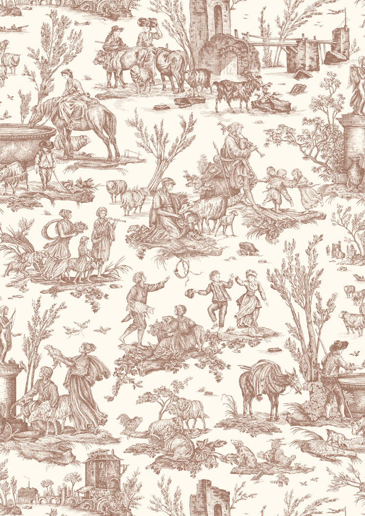 Toile Baptiste Marron – närbild — Lewis & Wood tyg
