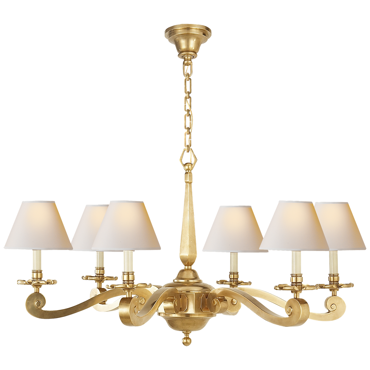 Myrna Chandelier in Natural Brass with Natural Paper Shades