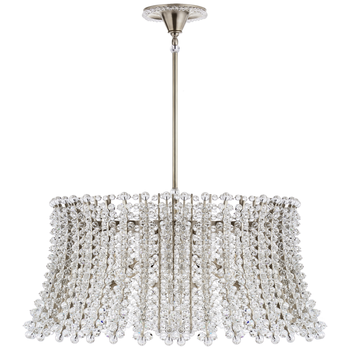 Serafina Large Drum Chandelier in Polished Nickel with Crystal