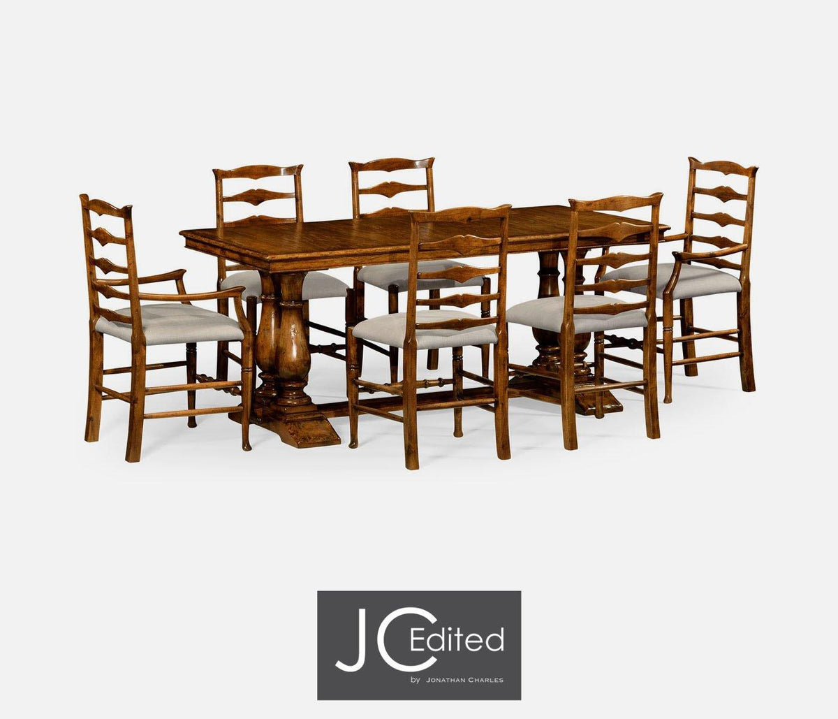 Matbord Rustik med Pelarfot – Walnut